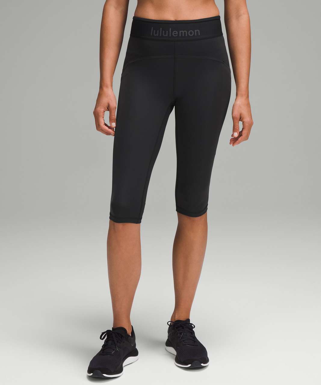 Lululemon Logo Waistband Everlux Training Crop 15" - Black