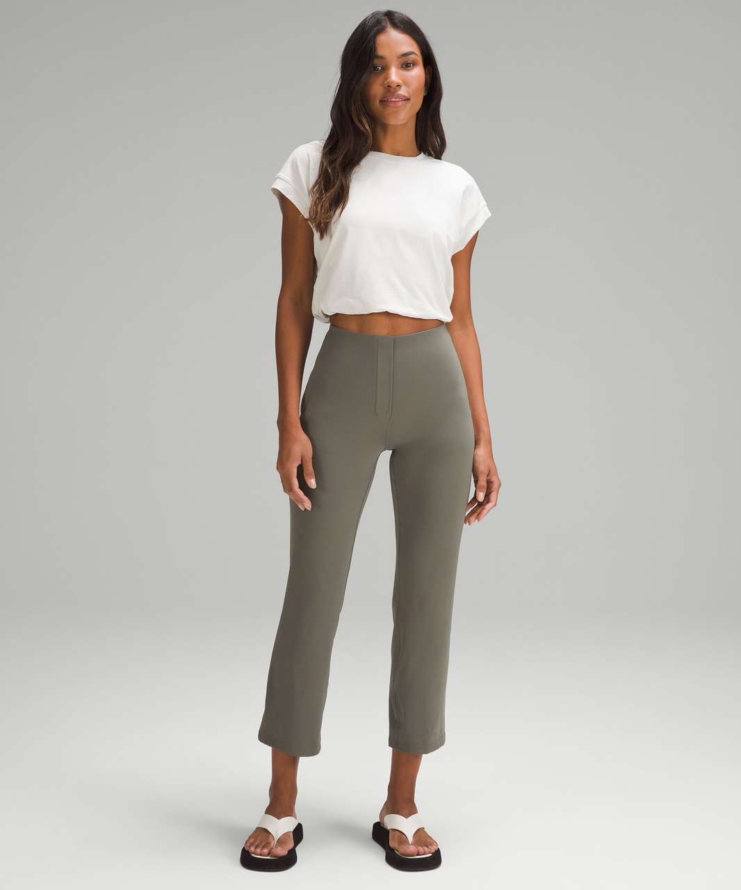 Lululemon Smooth Fit Pull-On High-Rise Cropped Pant - Grey Sage - lulu  fanatics