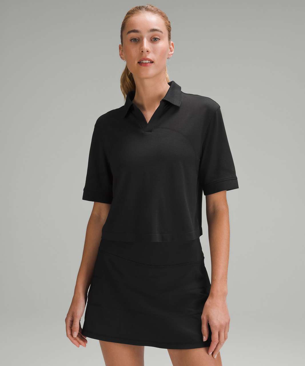 Lululemon Swiftly Tech Relaxed-Fit Polo Shirt - Black / Black - lulu  fanatics