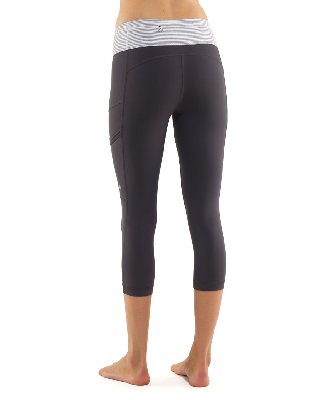 Lululemon Run:  Your Heart Out Crop - Coal /  White Heathered Blurred Grey Classic Stripe