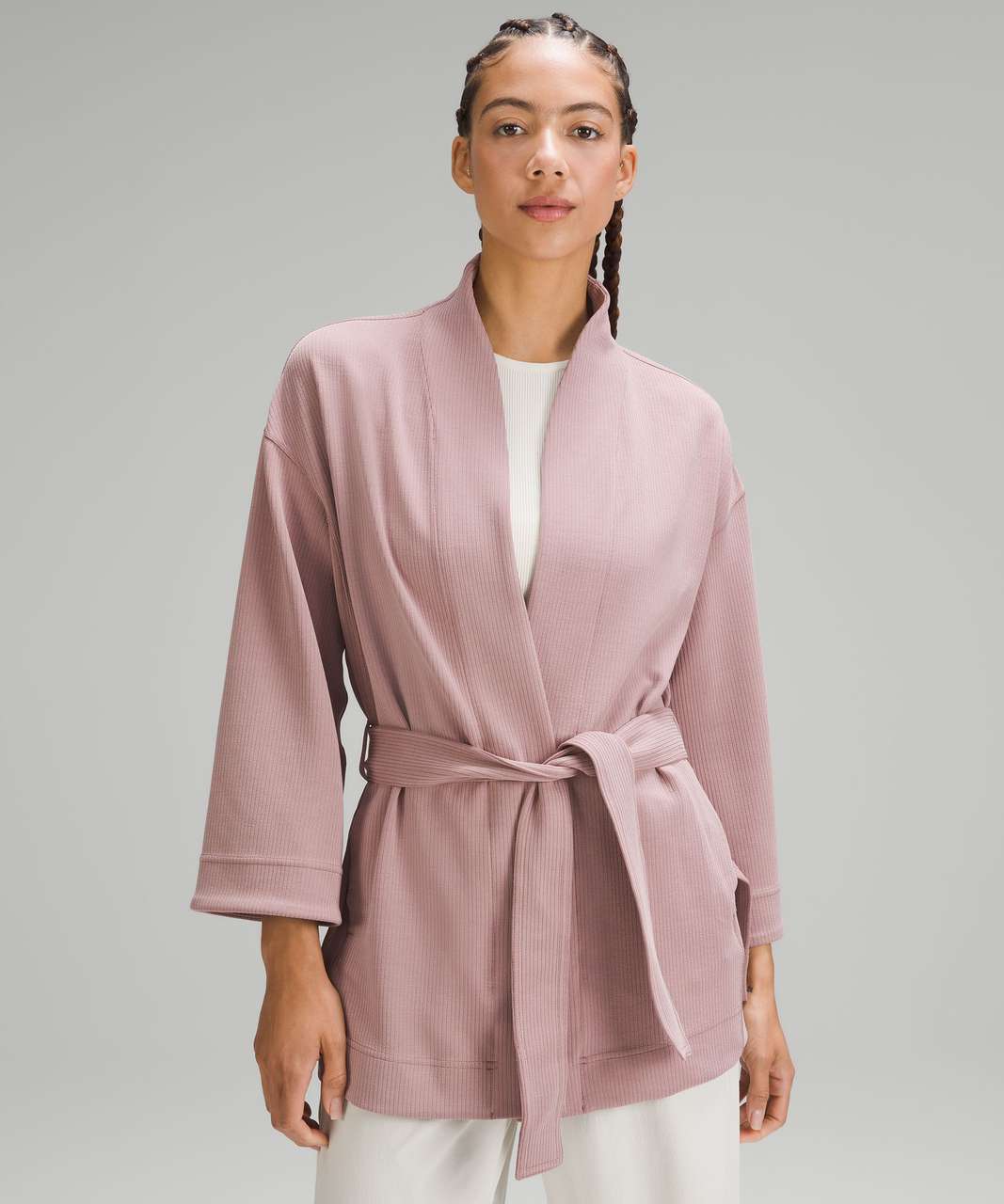Ribbed Kimono Wrap -Deep Rose Ribbed Kimono Wrap -Deep Rose