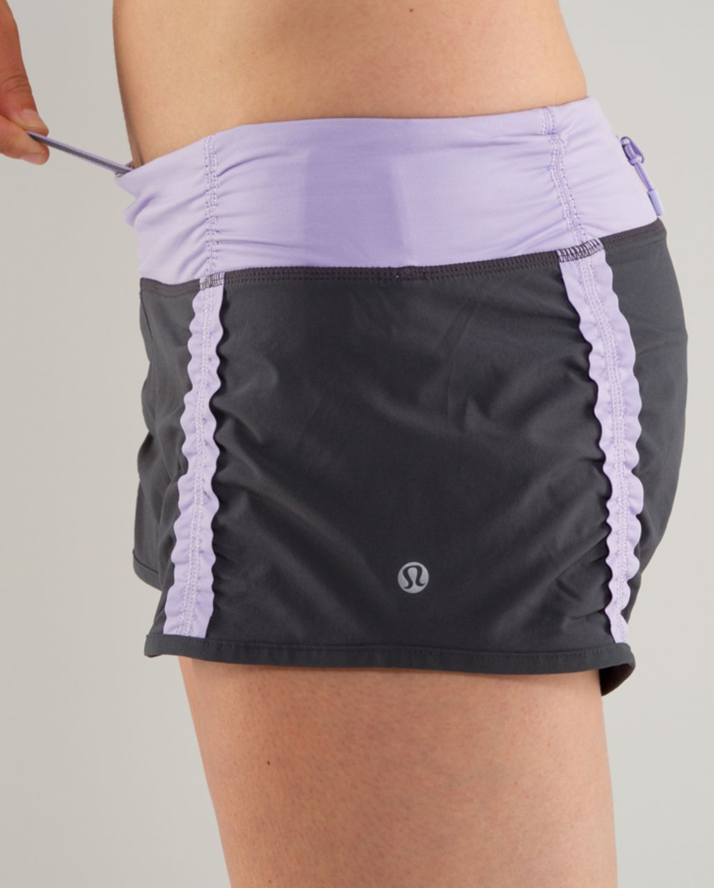 Lululemon Run:  Your Heart Out Short - Coal /  Lilac Heathered Coal Wee Stripe /  Lilac