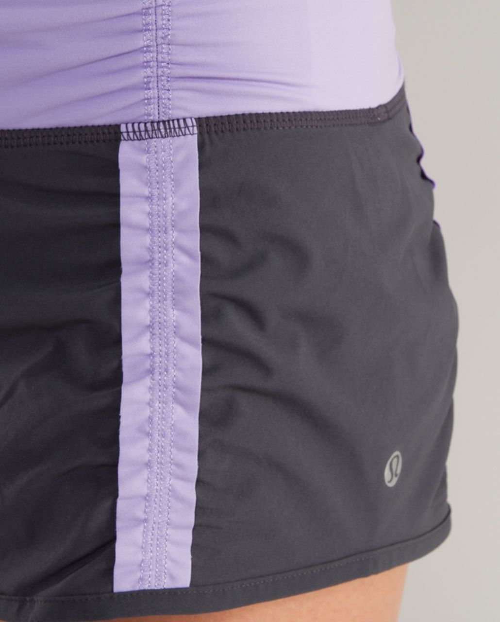 Lululemon Run:  Your Heart Out Short - Coal /  Lilac Heathered Coal Wee Stripe /  Lilac