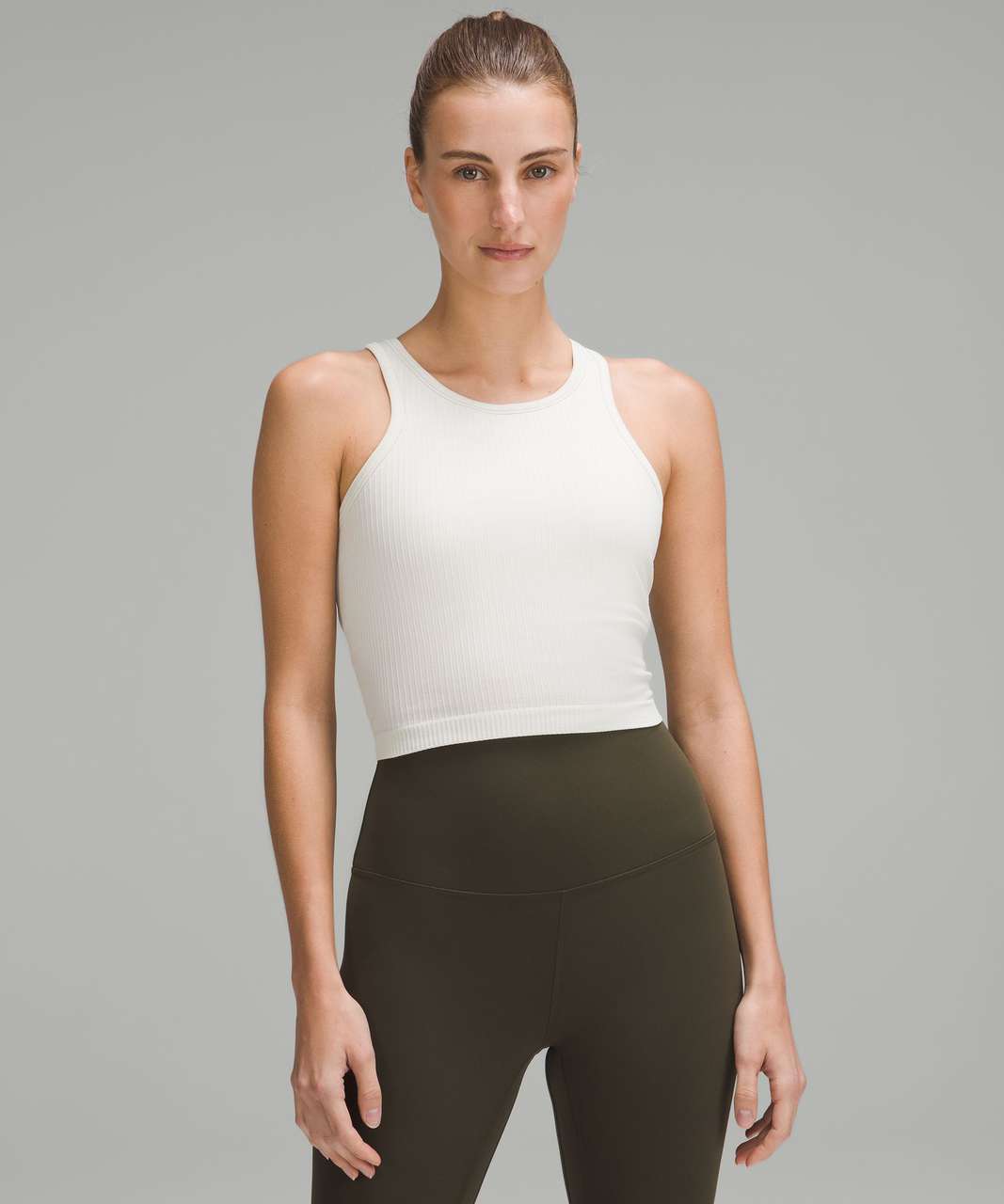 Lululemon Ebb to Street Cropped Racerback Tank Top - Bone