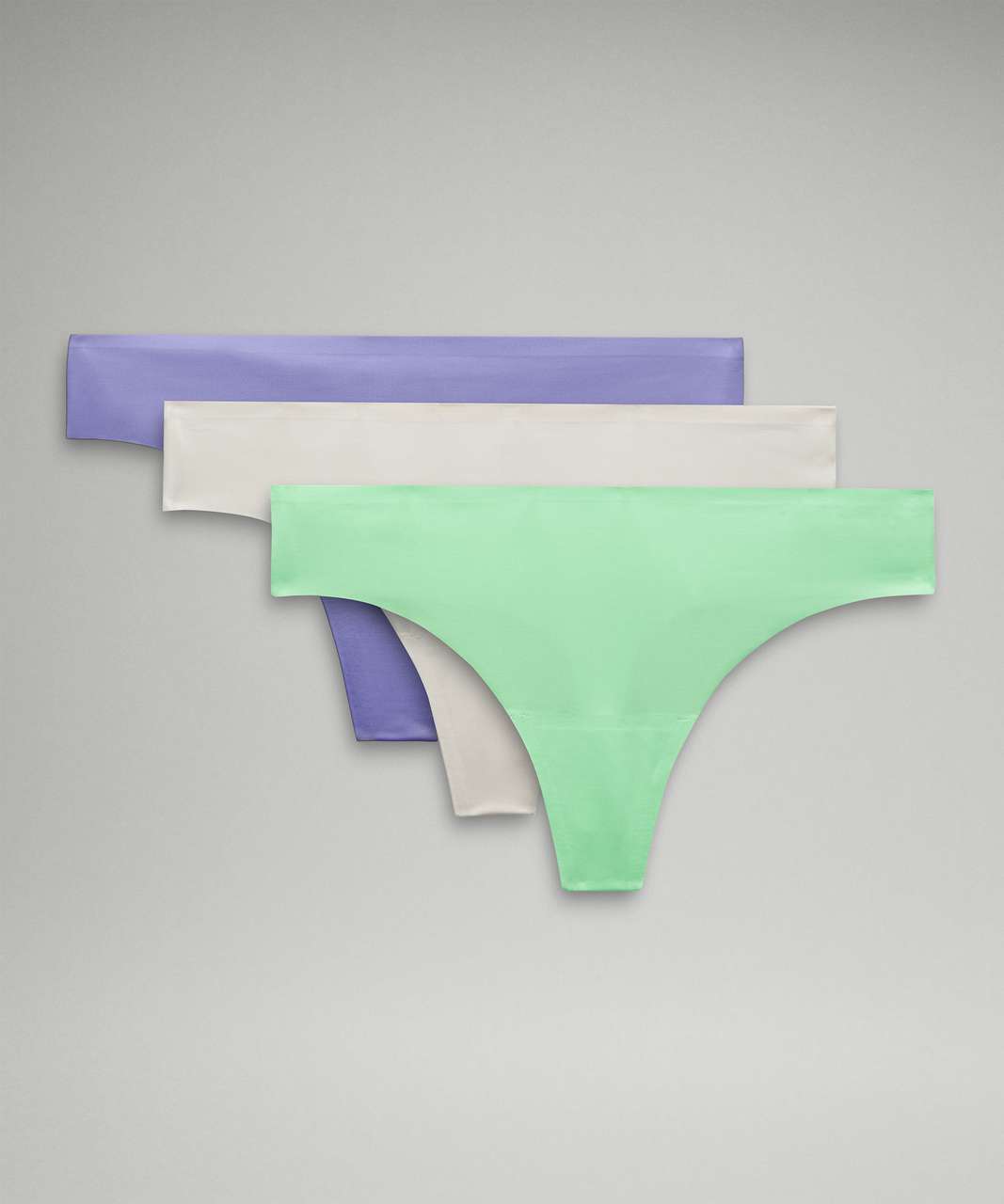 Lululemon InvisiWear Mid-Rise Thong Underwear *3 Pack - Dark Lavender / Pistachio / Bone