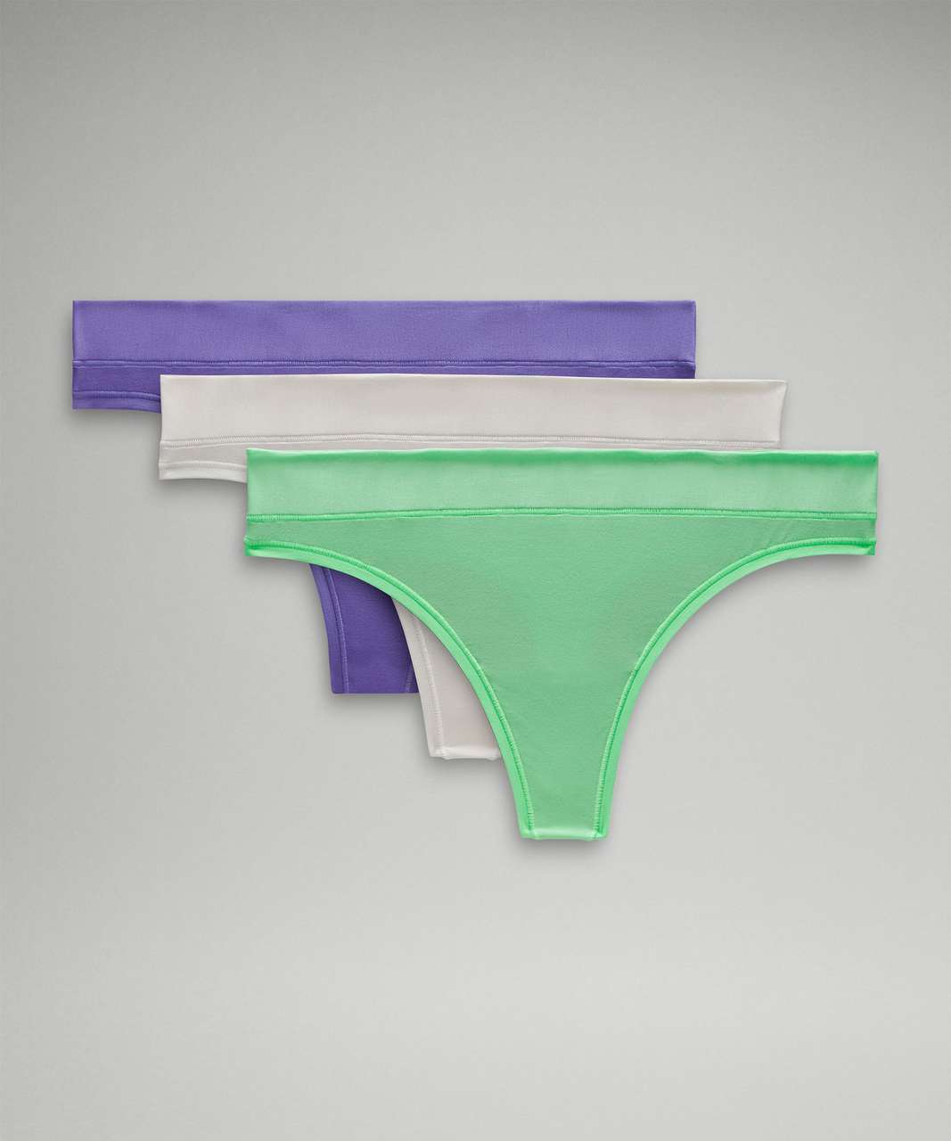 Lululemon UnderEase Mid-Rise Thong Underwear 3 Pack - Dark Lavender /  Pistachio / Bone - lulu fanatics