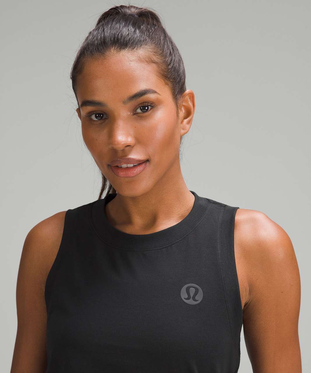 Lululemon Cotton-Blend Logo Training Tank Top - Black - lulu fanatics