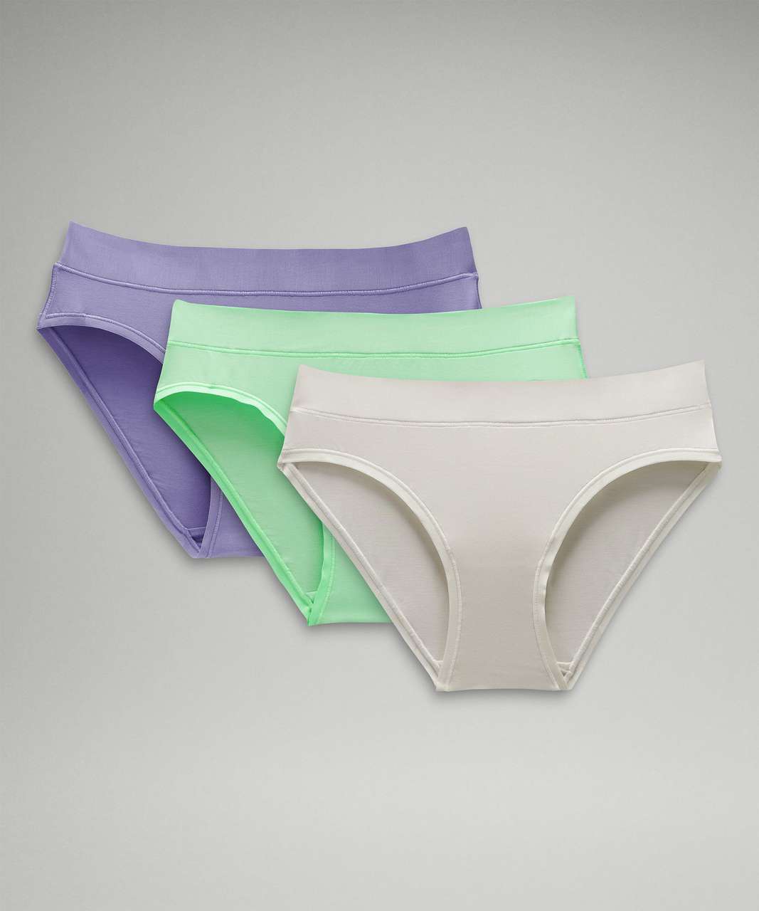 Lululemon UnderEase Mid-Rise Bikini Underwear *3 Pack - Dark Lavender /  Pistachio / Bone - lulu fanatics