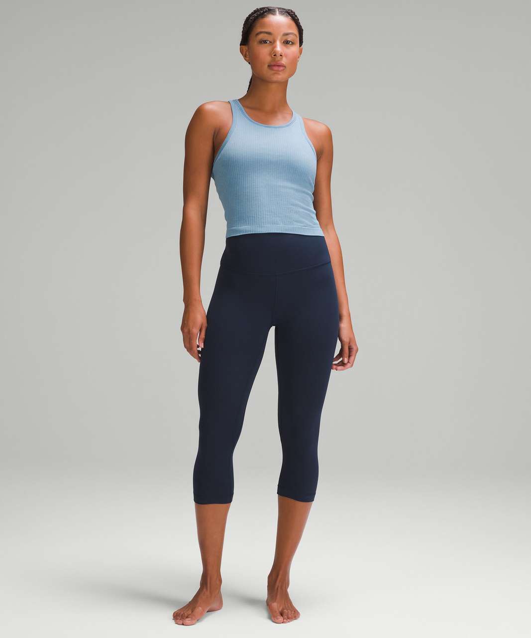 Lululemon Ebb to Street Cropped Racerback Tank Top - Utility Blue