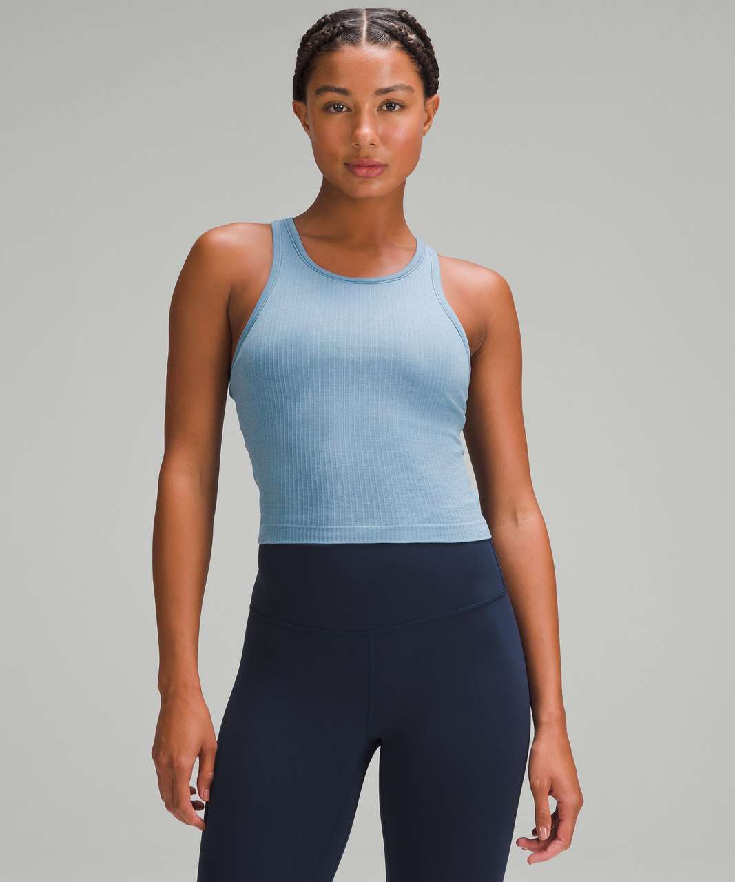 Lululemon Ebb to Street Cropped Racerback Tank Top - Utility Blue