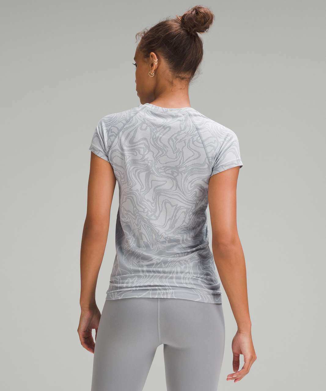 Lululemon Swiftly Tech Short-Sleeve Shirt 2.0 - Marble Mix Rhino Grey / White