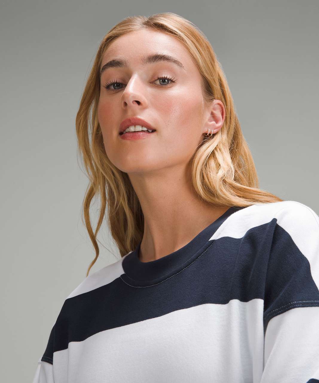 Lululemon Perfectly Oversized Cropped Crew *Stripe - Pack Stripe True Navy White