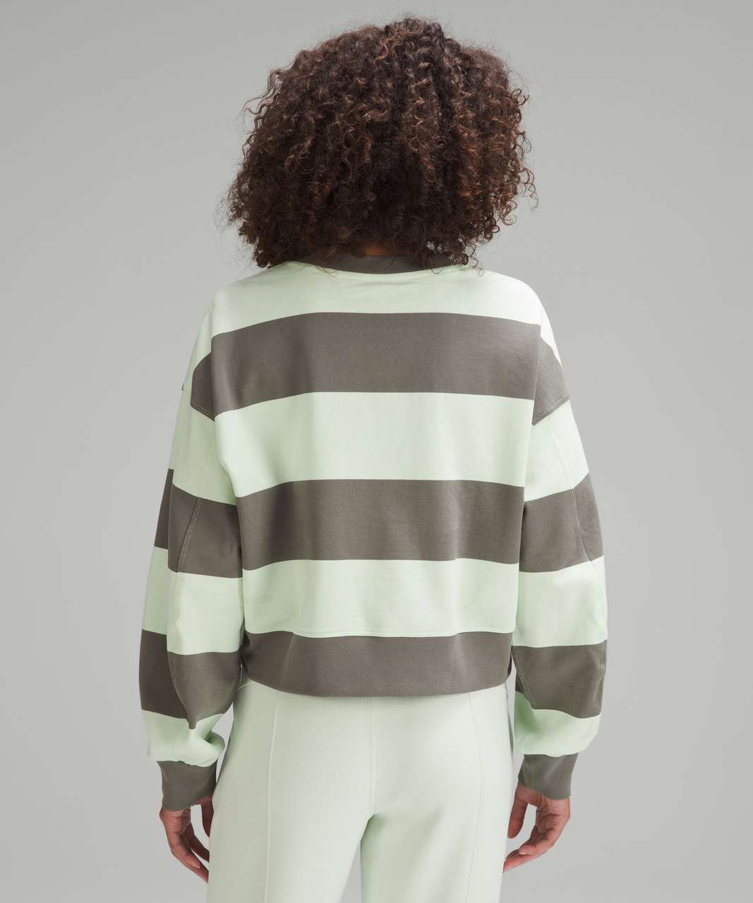 Lululemon Perfectly Oversized Cropped Crew *Stripe - Pack Stripe Grey Sage  Kohlrabi Green - lulu fanatics