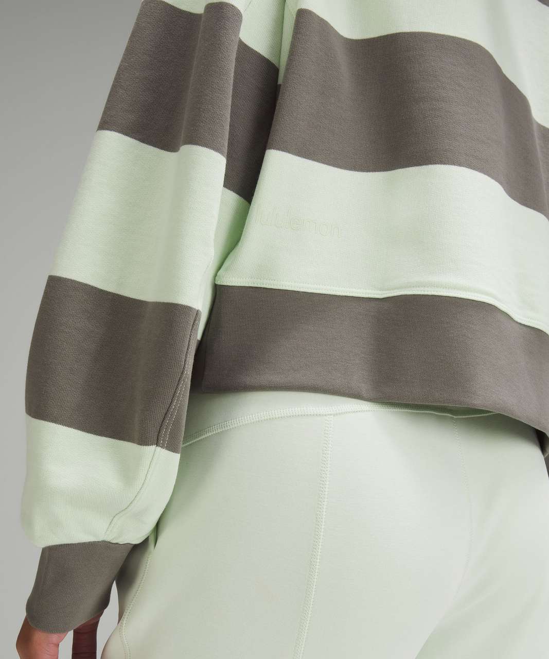 Lululemon Perfectly Oversized Cropped Crew *Stripe - Pack Stripe Grey Sage Kohlrabi Green