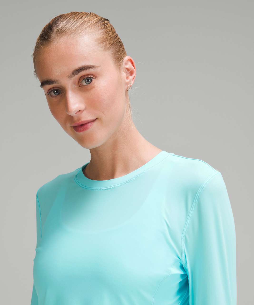 Lululemon UV Protection Fold-Over Running Long-Sleeve Shirt - Cyan Blue