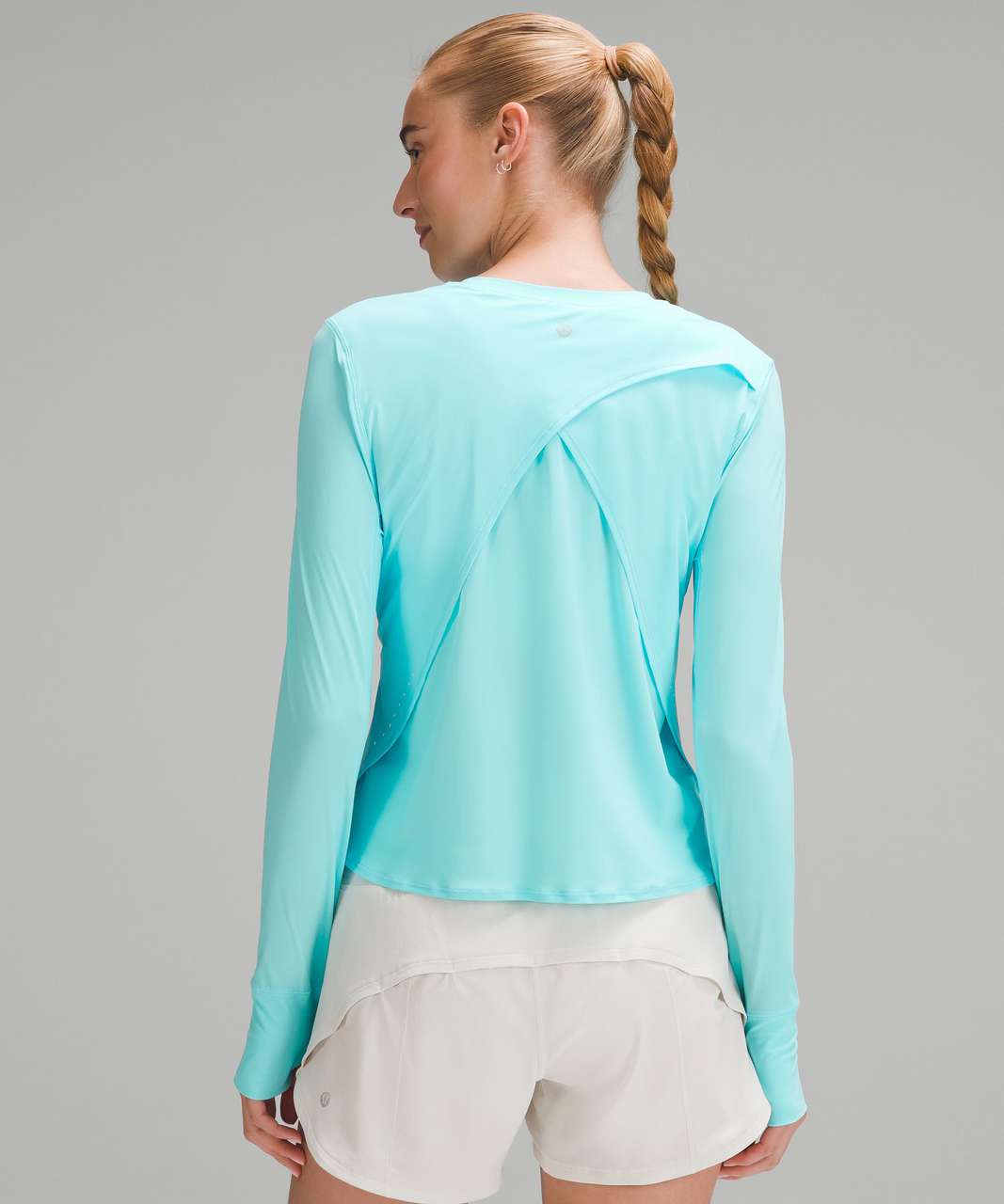 Lululemon UV Protection Fold-Over Running Long-Sleeve Shirt - Cyan Blue