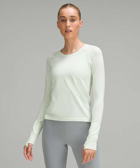 Lululemon Swiftly Tech Long Sleeve Crew - White / White / Black - lulu ...