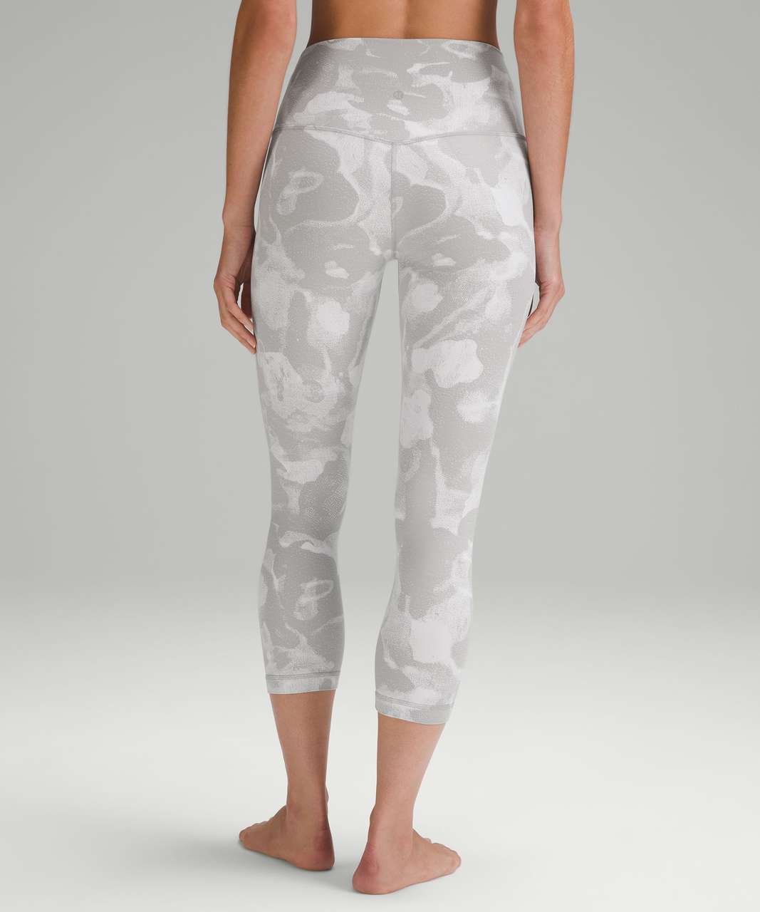 Lululemon Align High-Rise Crop 21 - Lucid Floral Jacquard Silver Drop  White - lulu fanatics