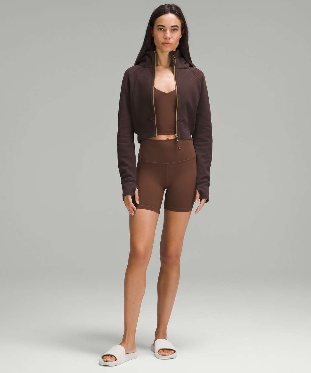 Lululemon Scuba Full-Zip Cropped Hoodie - Espresso - lulu fanatics