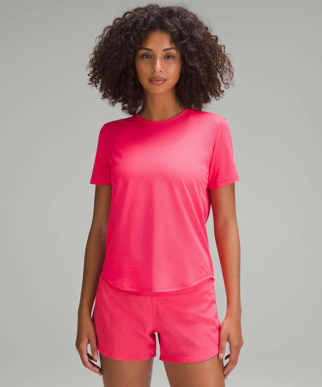 Lululemon High-Neck Running and Training T-Shirt - Lip Gloss