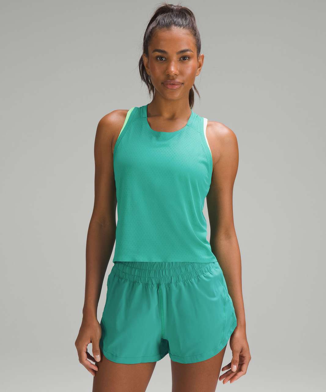 Lululemon Fast and Free Race Length Tank Top - Kelly Green