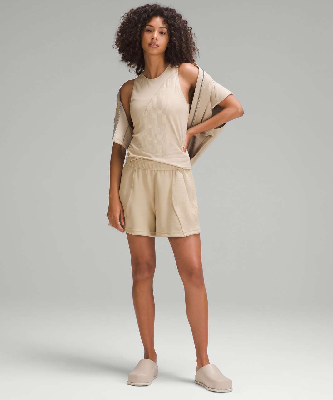 Lululemon Asymmetrical Ribbed Cotton Tank Top - Trench