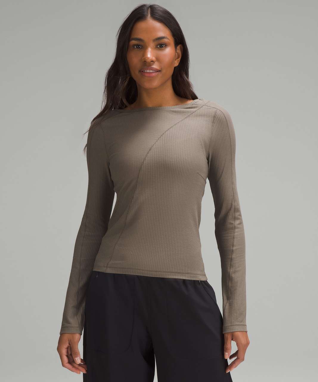 Lululemon Asymmetrical Ribbed Cotton Long-Sleeve Shirt - Nomad