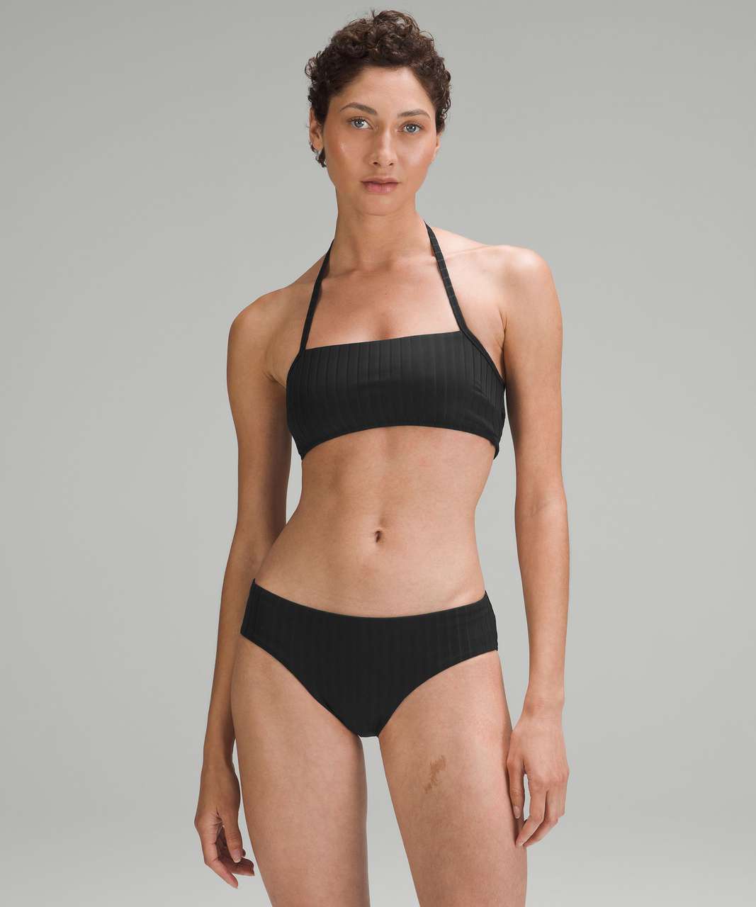 Lululemon Ribbed Halter Cross-Back Swim Top *A/B Cups - Black - lulu  fanatics