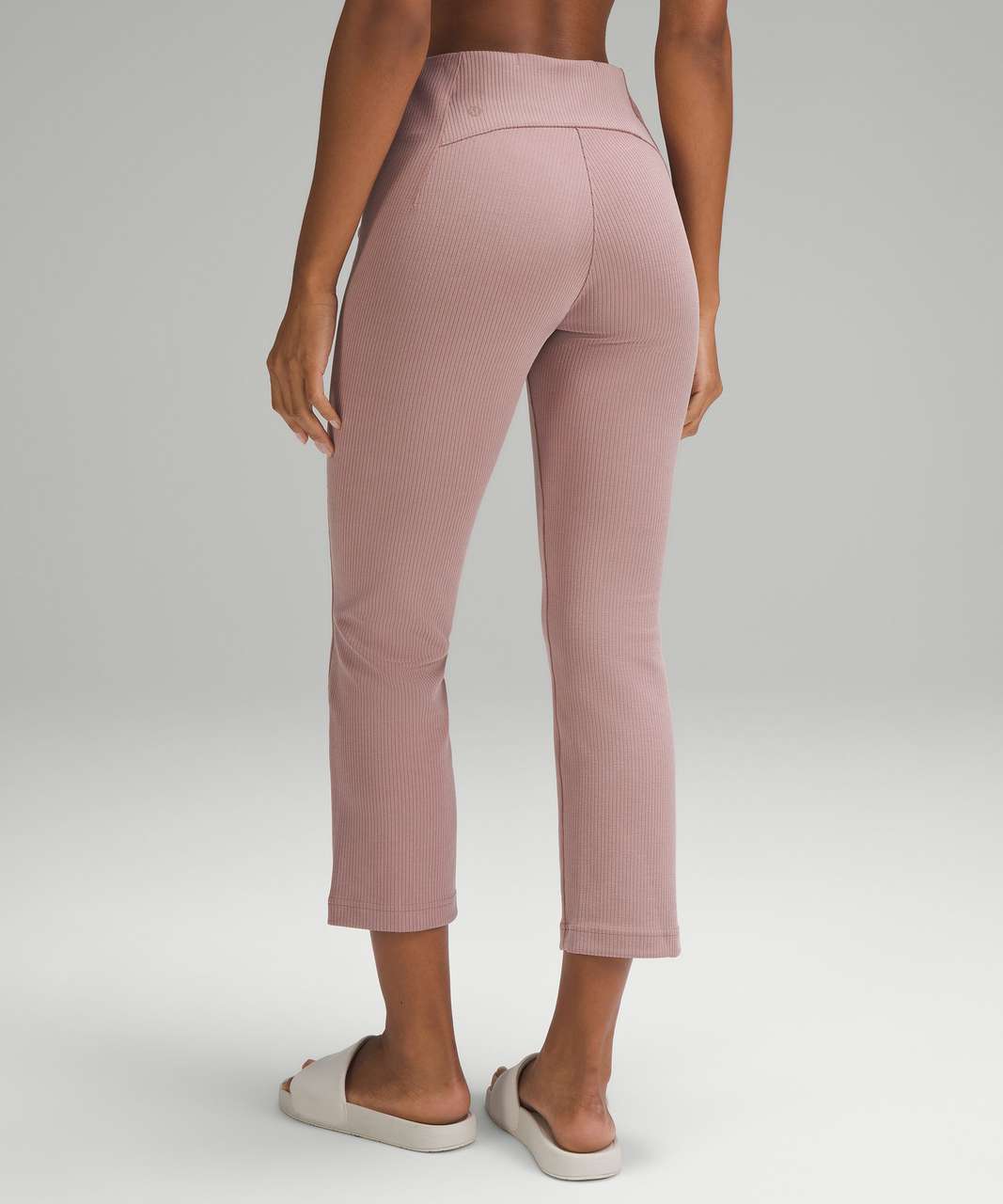 Lululemon Ribbed Softstreme Zip-Leg High-Rise Cropped Pants 25" - Twilight Rose