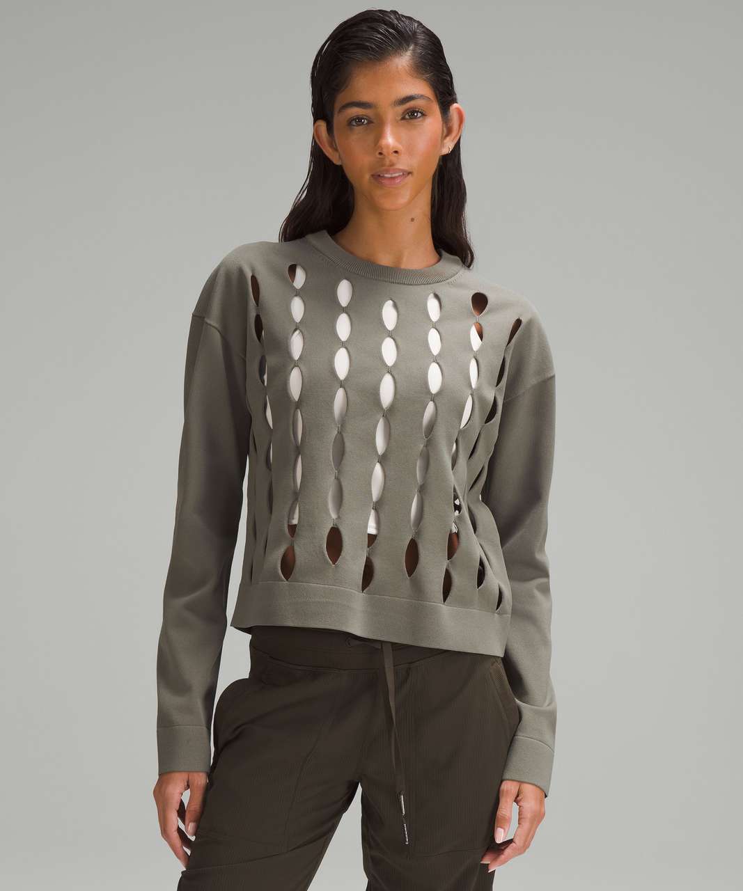 Lululemon Open-Hole Mesh Knit Pullover - Grey Sage