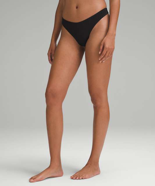 Lululemon Ribbed Mid-Rise Thong Swim Bottom - Mango Dream - lulu