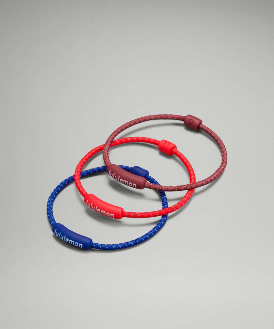 Lululemon Silicone Hair Ties 3 Pack - Larkspur / Love Red / Smoky Red