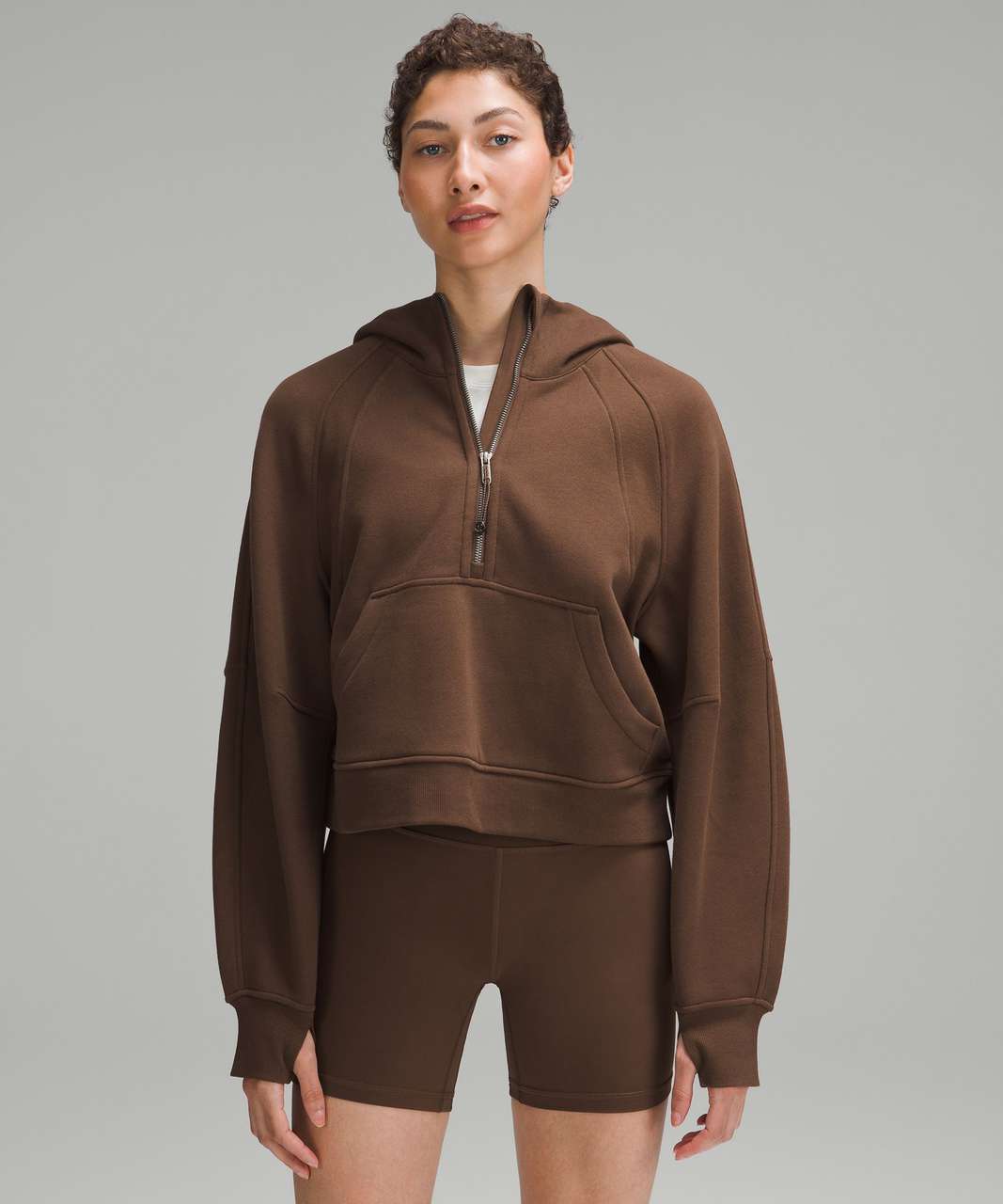 NEW Lululemon Scuba Oversized Half-Zip Hoodie Roasted Brown Size XS/S