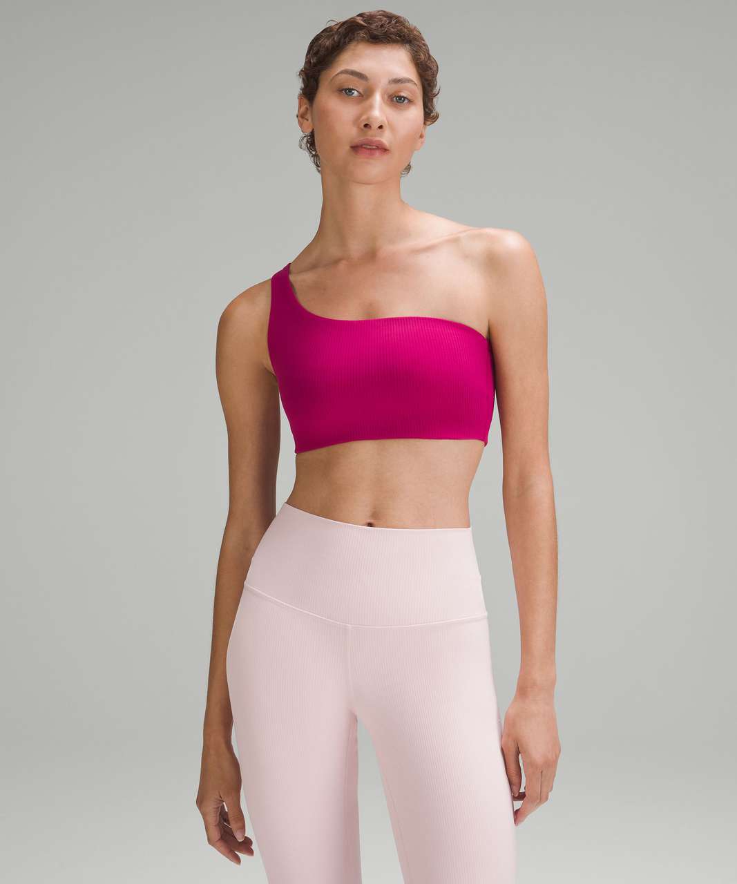 Lululemon Ribbed Nulu Asymmetrical Yoga Bra *Light Support, A/B Cup - Wild  Berry - lulu fanatics