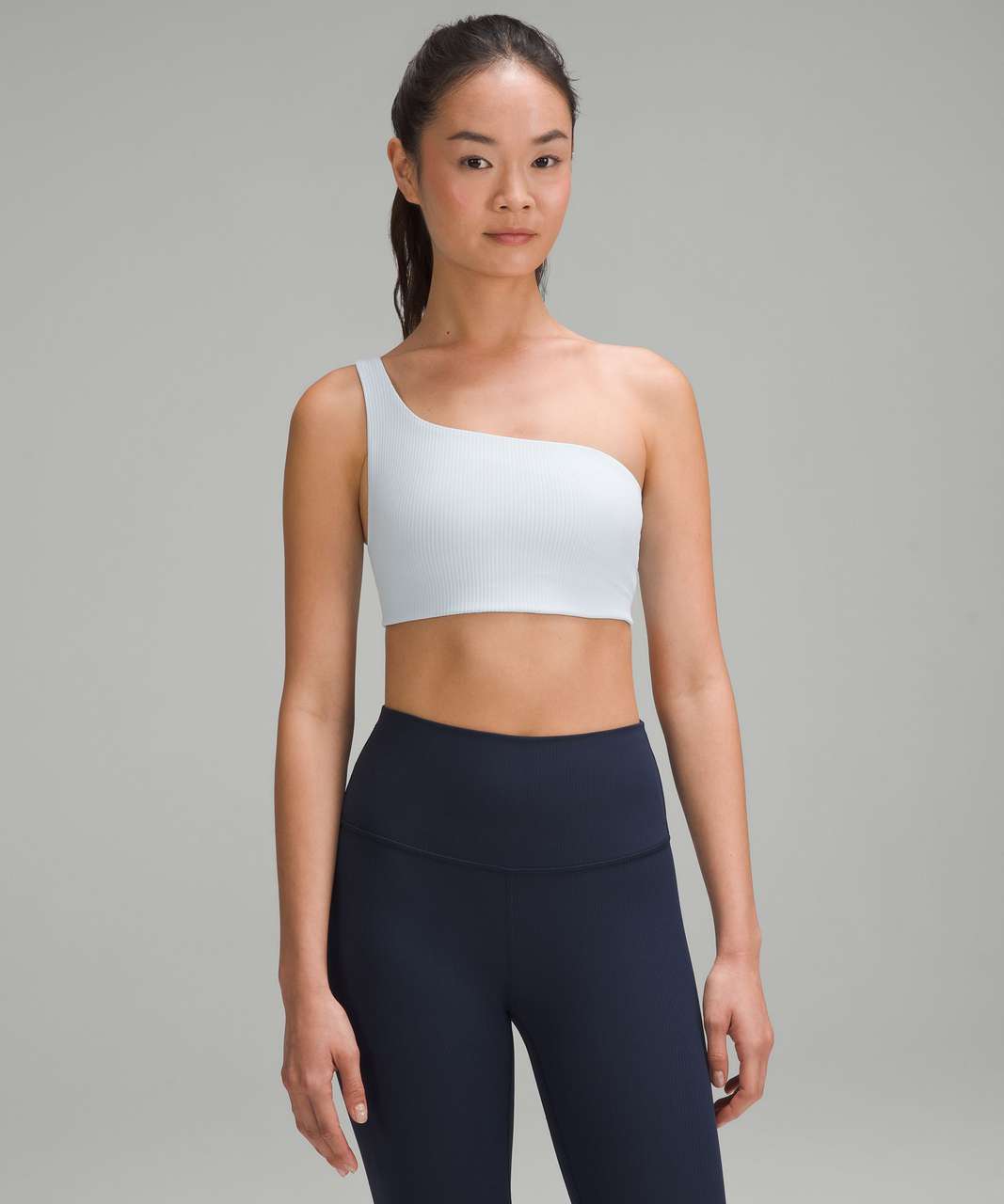 Lululemon Ribbed Nulu Asymmetrical Yoga Bra *Light Support, A/B Cup - Black  - lulu fanatics