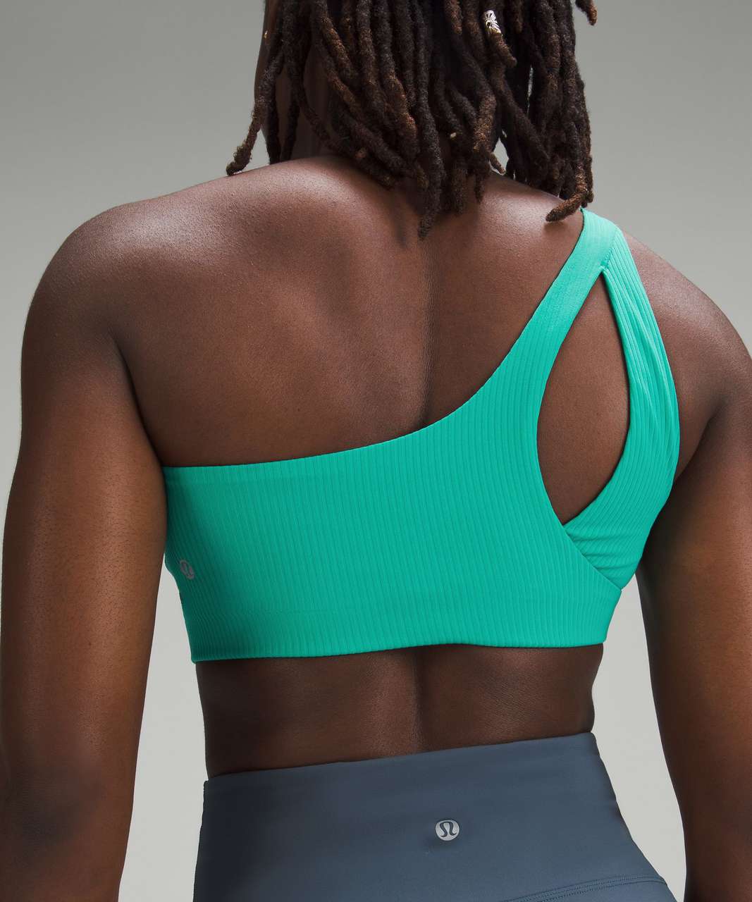 Lululemon Ribbed Nulu Asymmetrical Yoga Bra *Light Support, A/B Cup -  Maldives Green - lulu fanatics