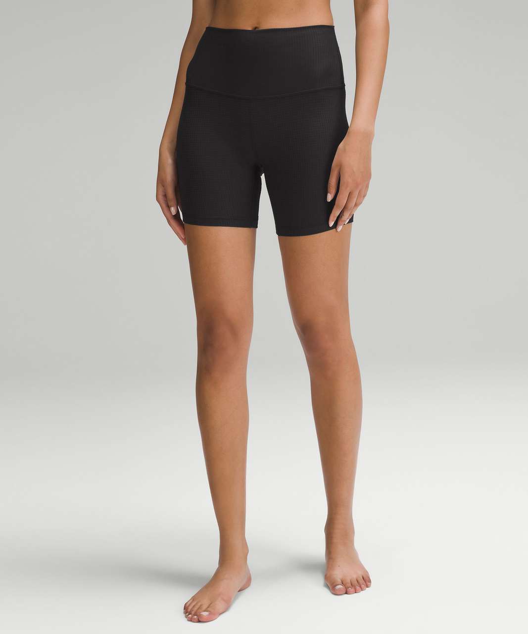 Lululemon High-Rise Yoga Short 6 *Grid Texture - Black - lulu fanatics