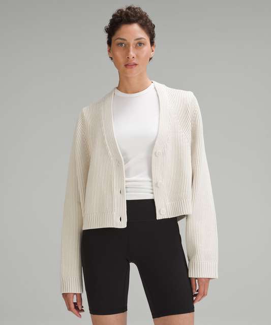 Lululemon Cotton-Blend Crewneck Cardigan - Dark Forest / Mint Moment /  Allspice / Natural Ivory - lulu fanatics