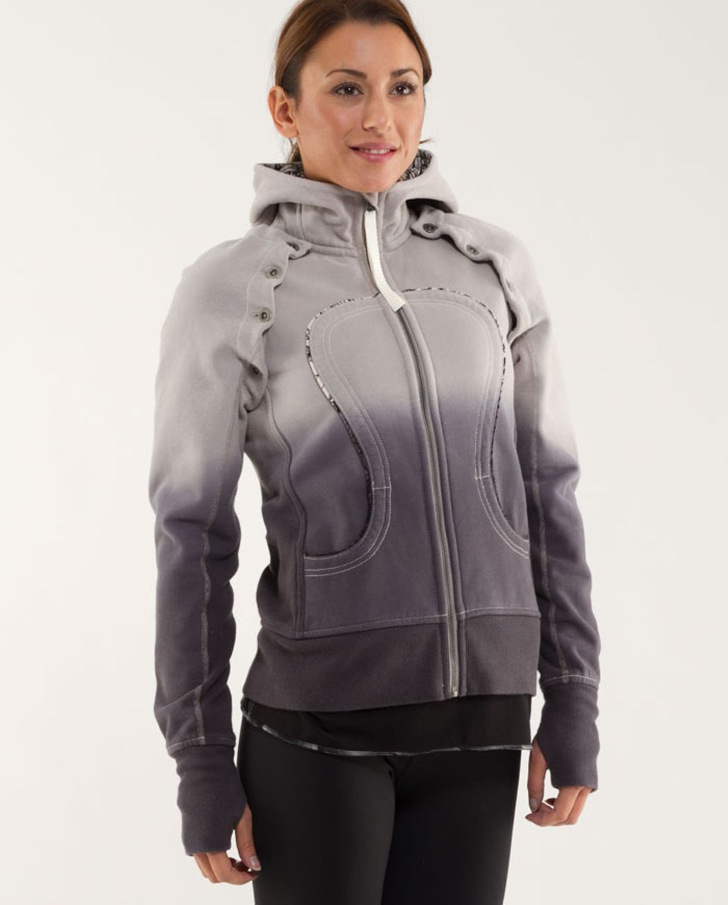 Lululemon Scuba Full-zip Hoodie In Offbeat Alpine White Black