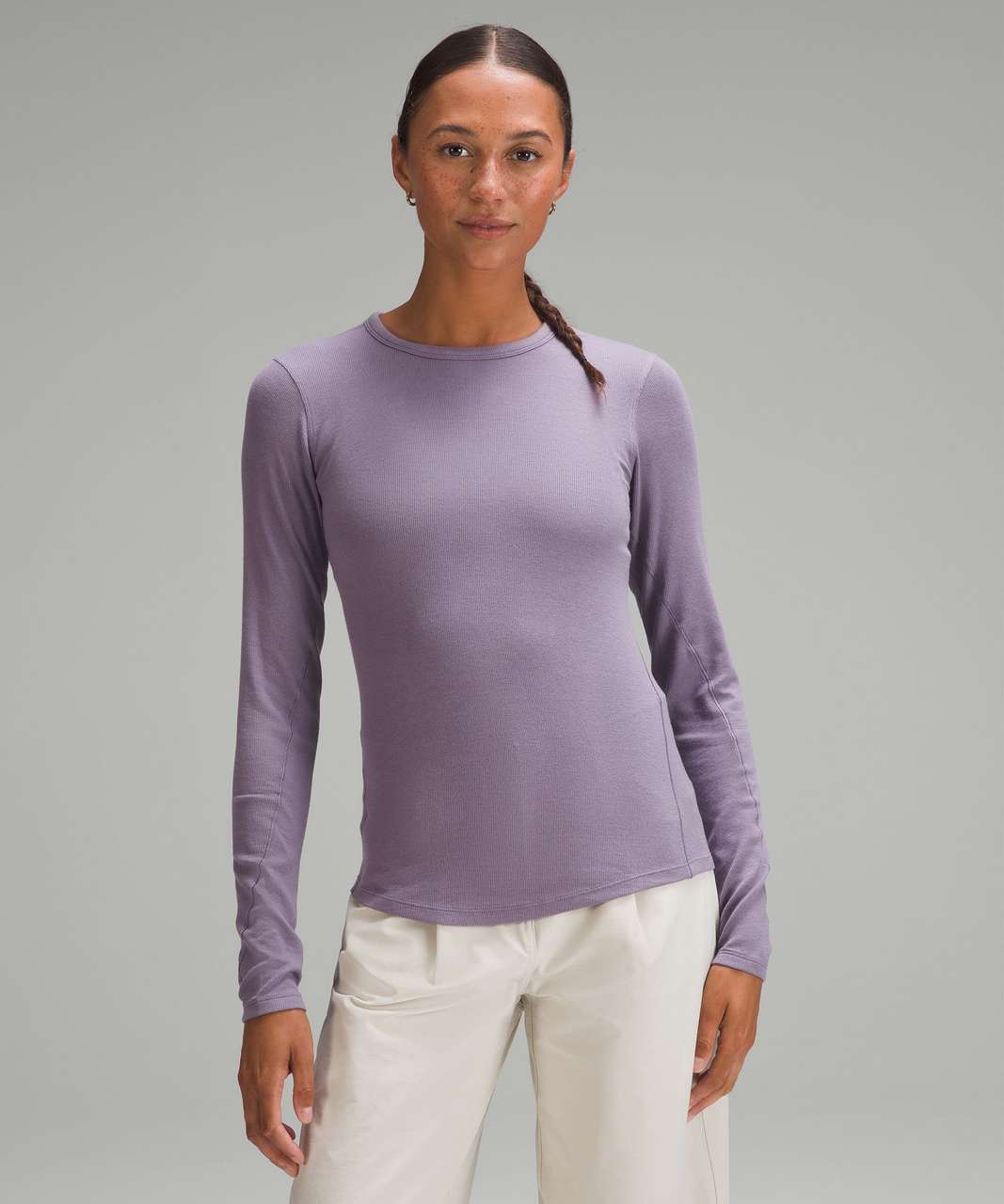 Cropped Henley long sleeve in Heathered Asphalt Grey/White (4) and Lavender  Dew WU (4) I'm in love with these sm😍 : r/lululemon