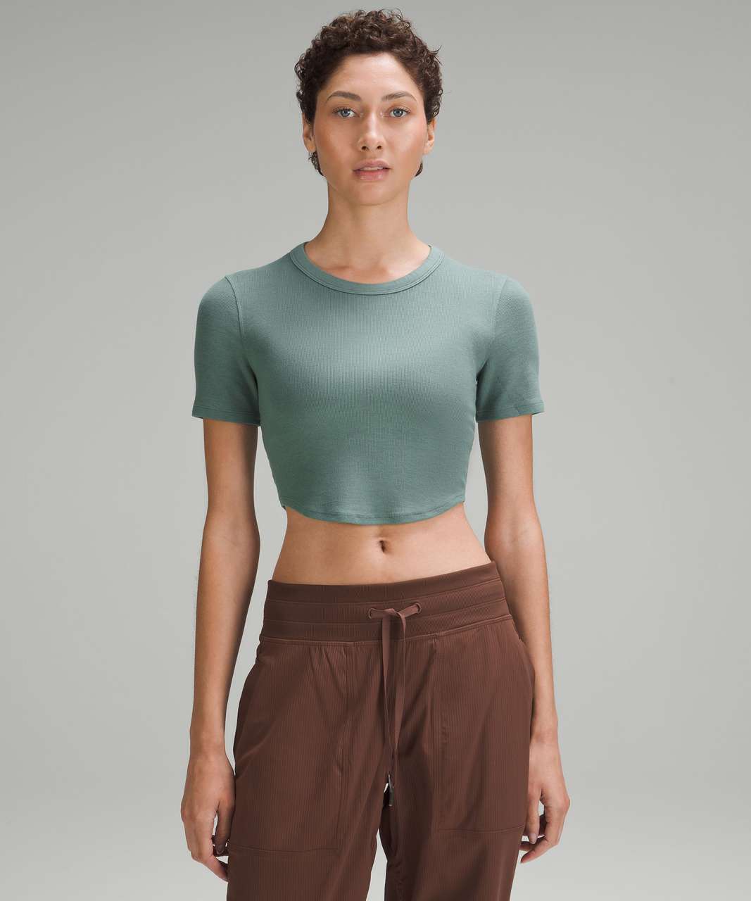 Lululemon Hold Tight Cropped T-Shirt - Medium Forest