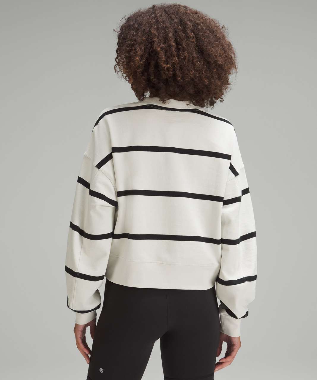 Lululemon Perfectly Oversized Cropped Crew *Stripe - Boundless Stripe Bone Black