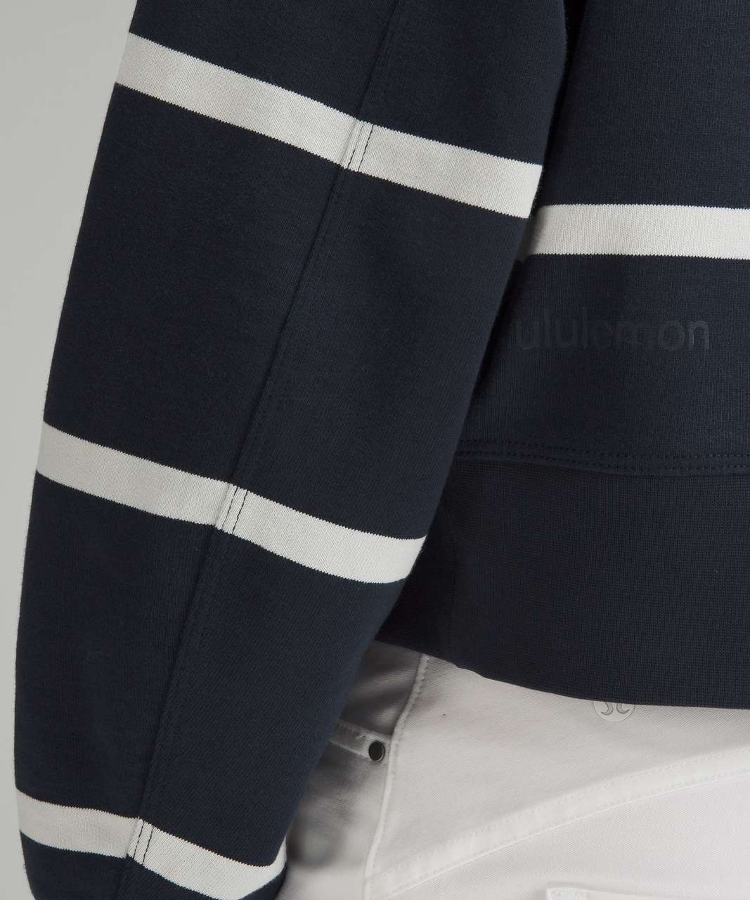 Lululemon Perfectly Oversized Cropped Crew *Stripe - Boundless Stripe True Navy Antique White