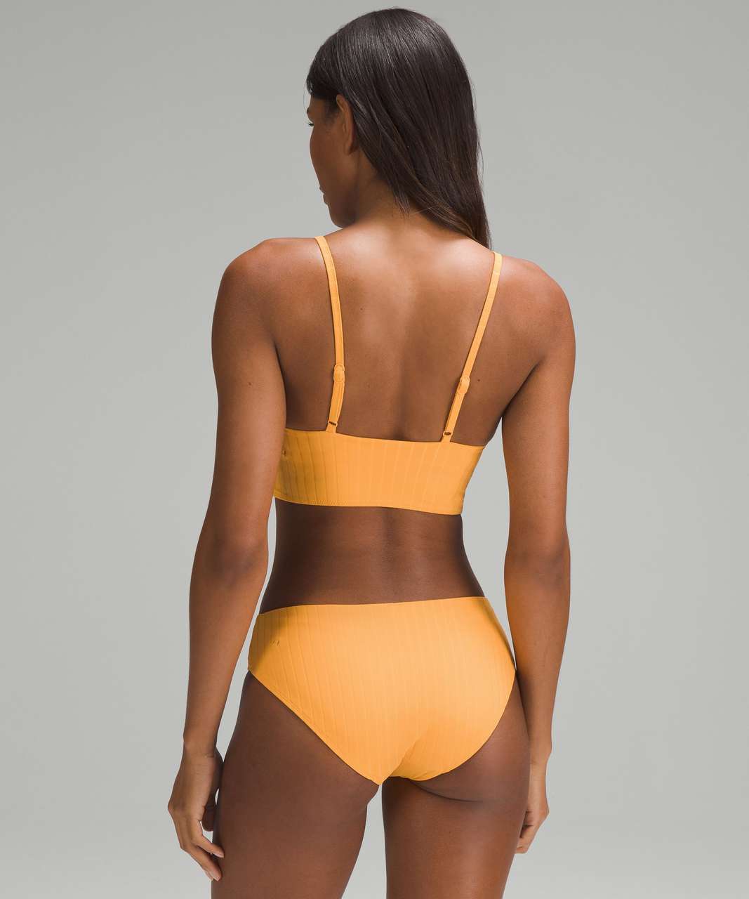 Lululemon Ribbed Mid-Rise Thong Swim Bottom - Mango Dream - lulu fanatics