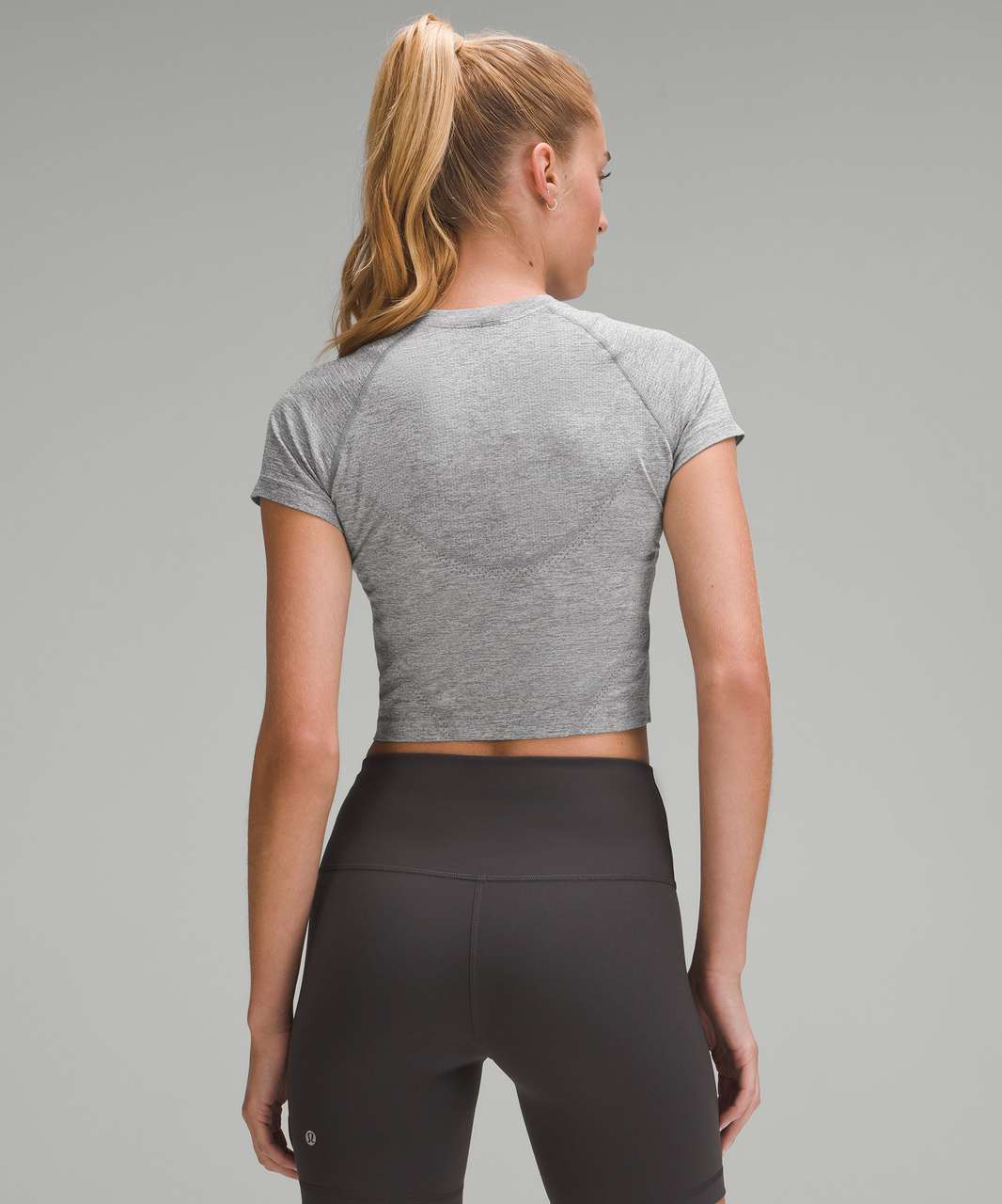 Lululemon Swiftly Tech Cropped Short-Sleeve Shirt 2.0 - Slate / White