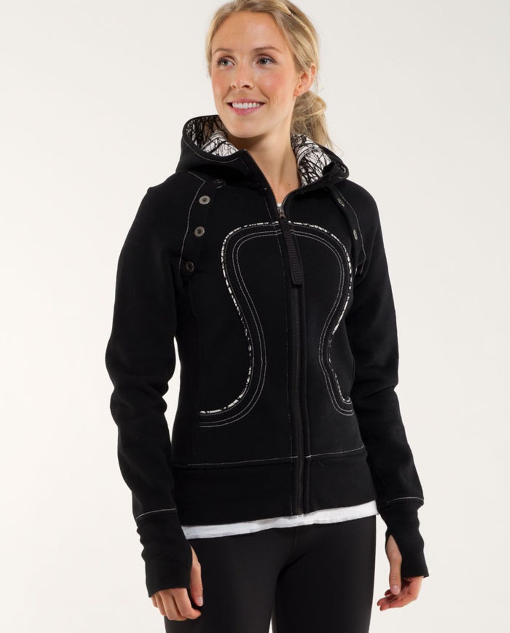 Lululemon Scuba Hoodie *Detachable Sleeves - Black / Ghost Nesting Black  Bird Print - lulu fanatics