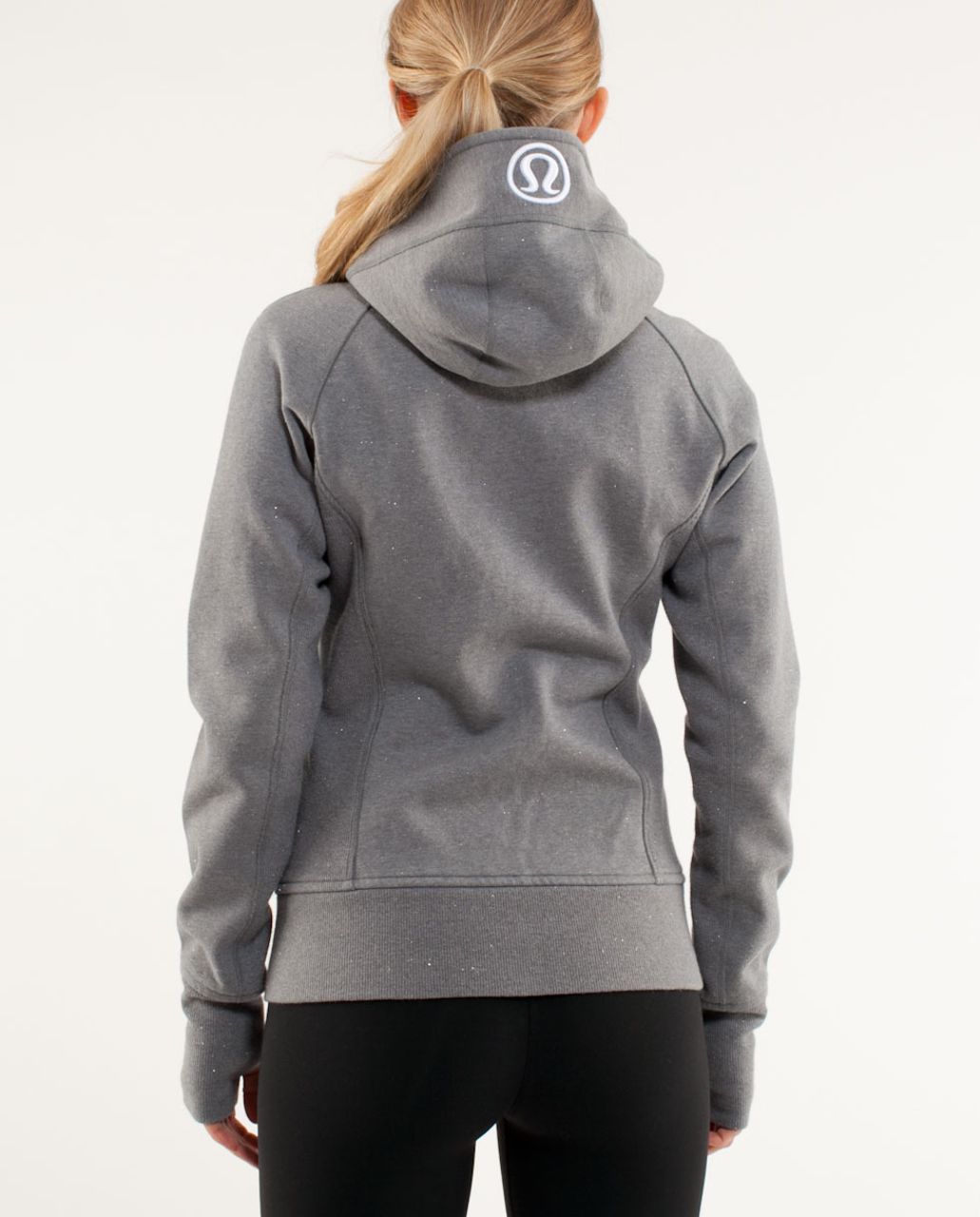 Lululemon Lululemon Scuba Hoodie Womens 2 Gray Full Zip Up Jacket Sparkly  Sweatshirt Gym ^