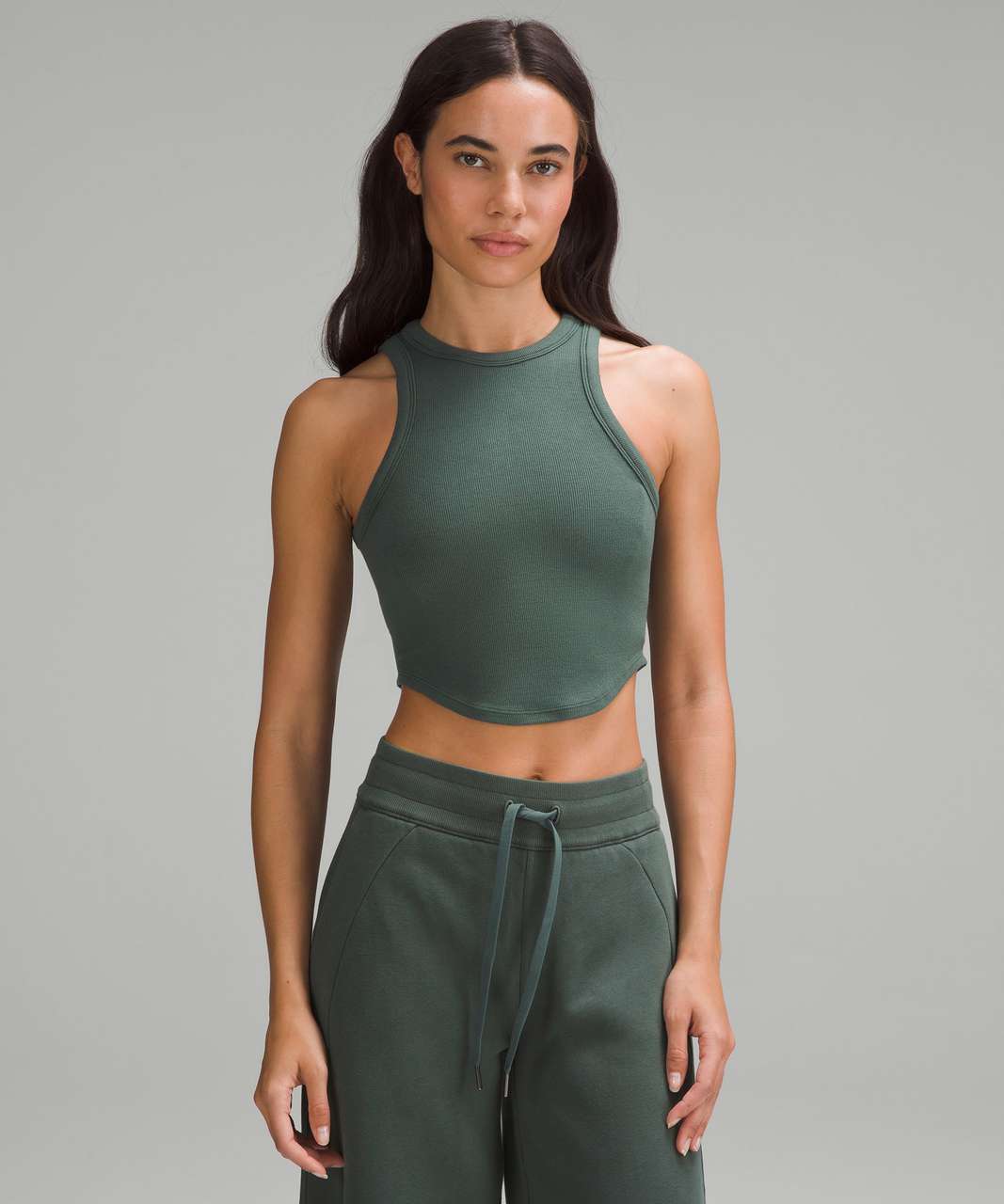 Lululemon Hold Tight Cropped Tank Top - Dark Forest - lulu fanatics