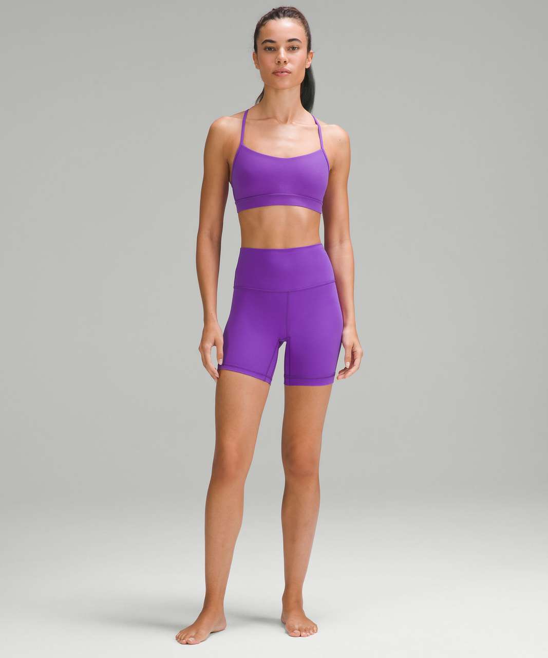 Women's 6 Lululemon Flow Y Nulu Purple Black Bra Light Support