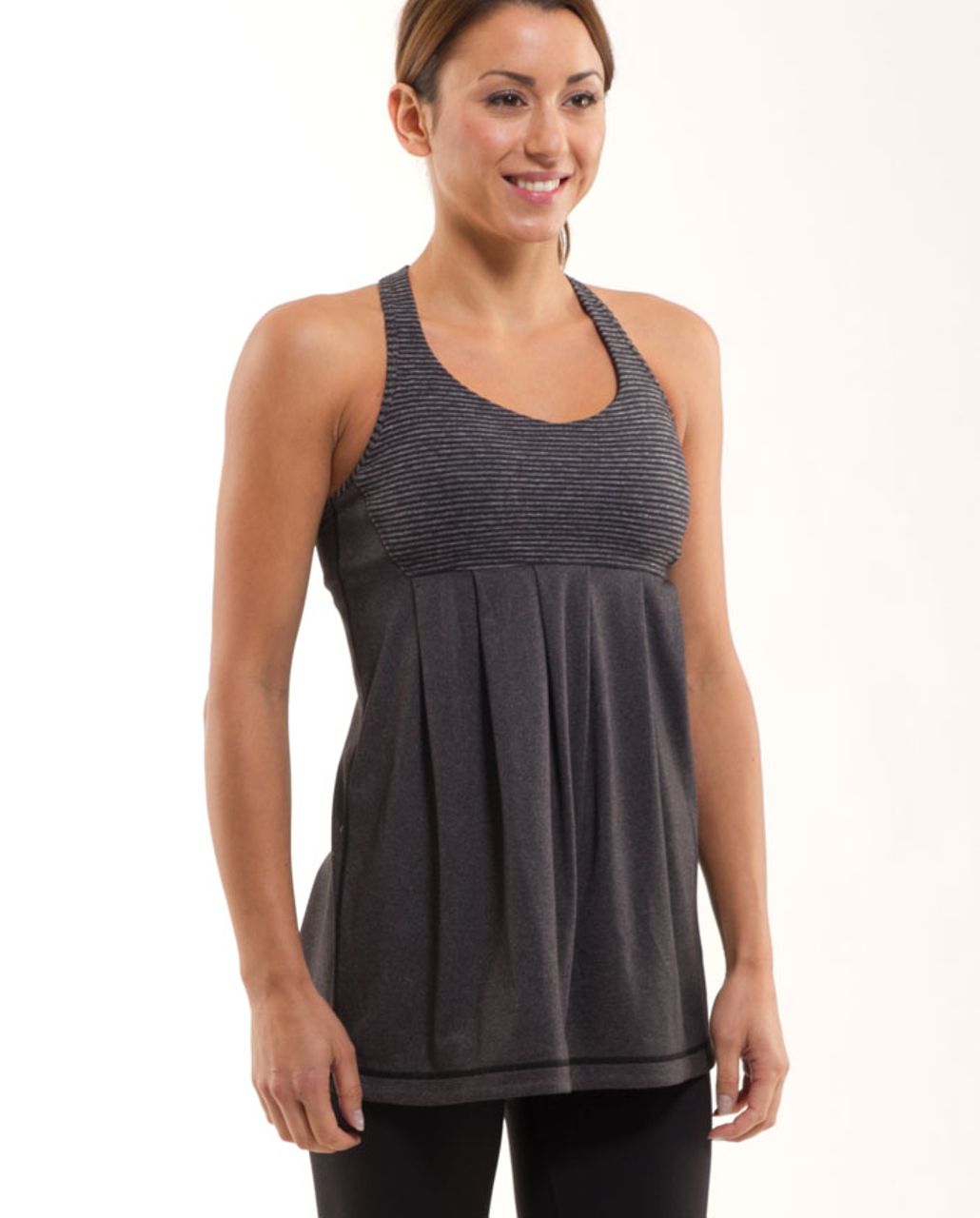 Lululemon Power Technique Tank - Black /  Black Heathered Coal Mini Check